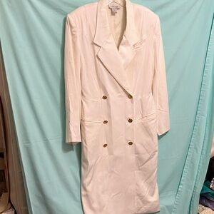White Long Sleeve Dress with Gold Buttons